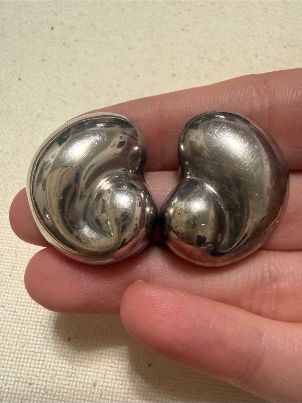 Lovely Sterling Silver 925 Mexico Shell Sculptural Earrings